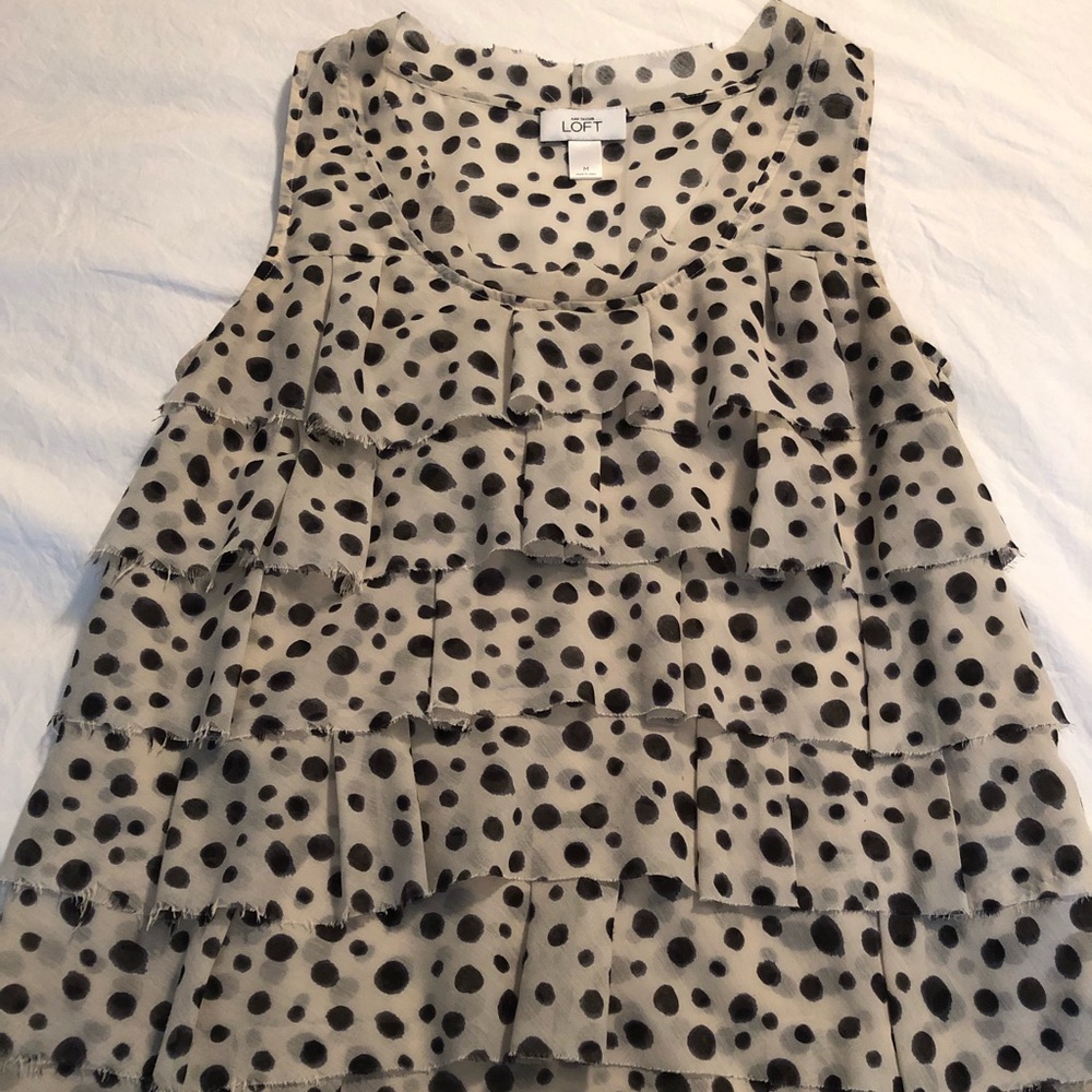 Cream and black polka dot Loft shirt